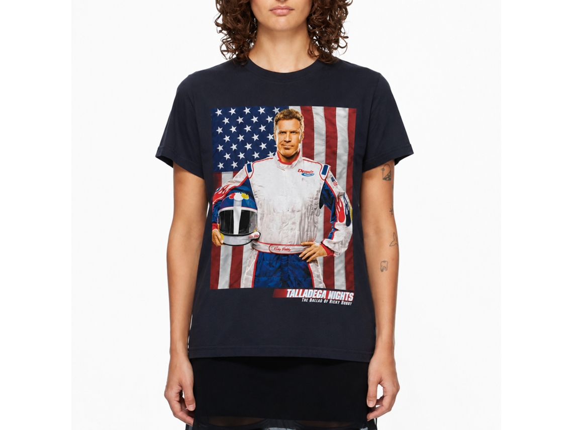 Rockinstone Talladega Nights Movie Rb And Flag Navy Adult T-shirt Size:xxxl