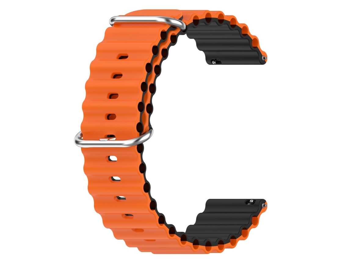 Bracelete Silicone 22Mm Design Ondulado Duas Cores para Garmin Vivoactive 4/Venu 2 Laranja/Preto