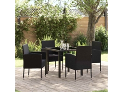 Vidaxl Conjunto de Jantar para Jardim com Almofada 5 Pcs Preto Vime Pe
