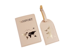 Porta-passaporte Elegante Em Couro Pu Com Impressão De Letras, Porta, Etiqueta De Bagagem E Porta, Endereço Para Mala