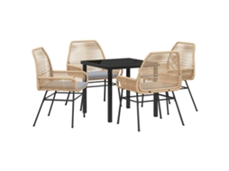 Conjunto de Jantar para Jardim 5 Pcs - Móveis de Jardim para Refeição Castanho Vime Pe HARLANV1