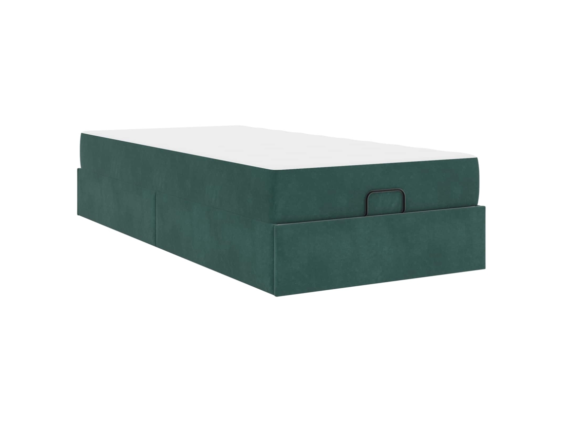SYFAX™ Estrutura de Cama com Colchão 2 Pcs Verde Veludo