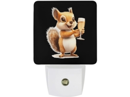 Luminária de parede LED noturna em formato Esquilo com sensor crepuscular.