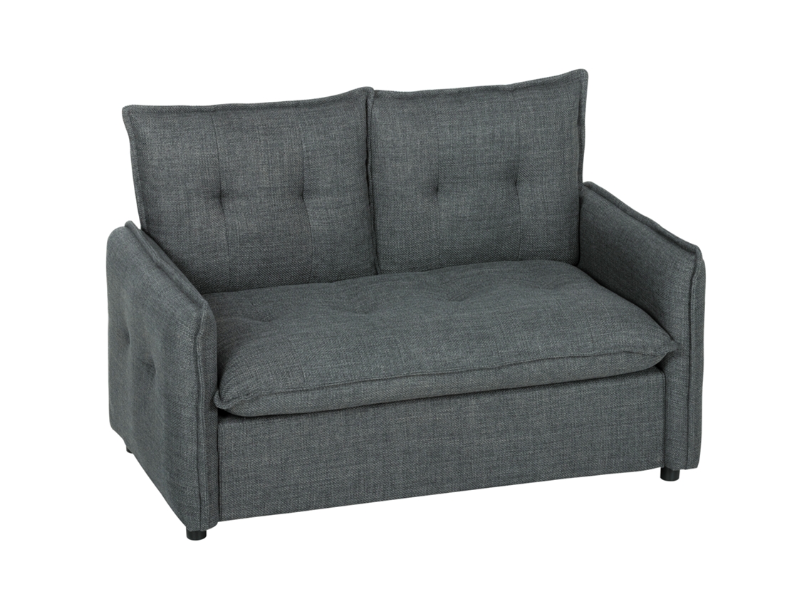 Sofá 2 Lugares em Linho 131x75x85 Cm Cinza Escuro (acolchoamento Grosso, Design Compacto)