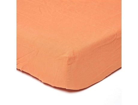Homescapes Burnt Orange Linen Deep Fitted Sheet, 140 X 190 Cm