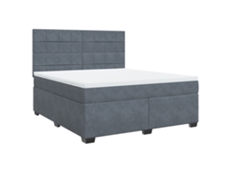 Cama com Molas e Colchão Veludo Cinzento Escuro MAISON EXCLUSIVE (180x200 cm)