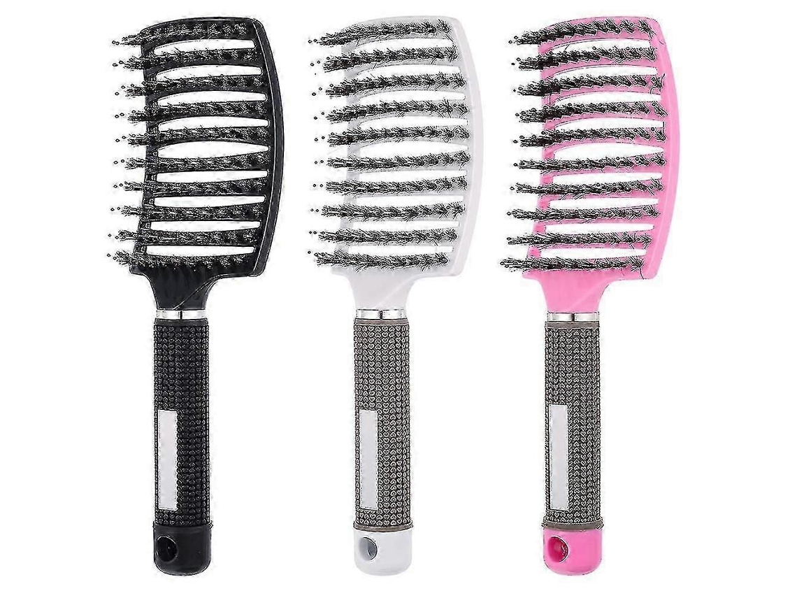 Escova De Alisamento De Cabelo Ventilada De 3 Partes, Escova De Alisamento Curva Com Cerdas De Javali Db Brilvibera