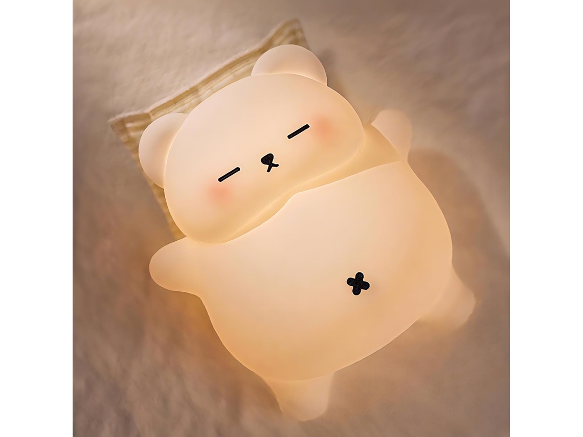 Luz Noturna De Urso Roncador, Novidade Em Luz Noturna Para Berçário Infantil, Regulável/temporizador/recarregável Chronus (branca)