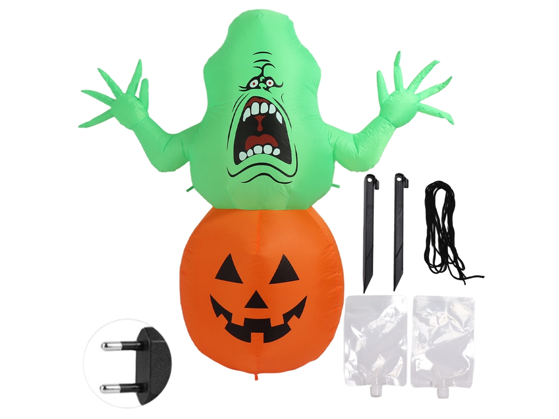 Decoração inflável de fantasma, 6ft, com abóbora e luzes LED, exterior, Ip44, plug, LAXISCREED