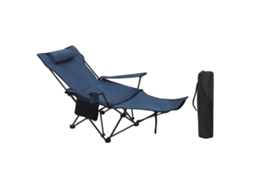 Cadeira Dobrável Para Acampamento, Cadeira De Pesca, Cadeira De Praia, Espreguiçadeira Com Apoio Para Os Pés, Azul Slowmoose