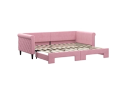 Sofá-cama com gavetão VIDAXL Cor-de-rosa Veludo (90x200 cm)