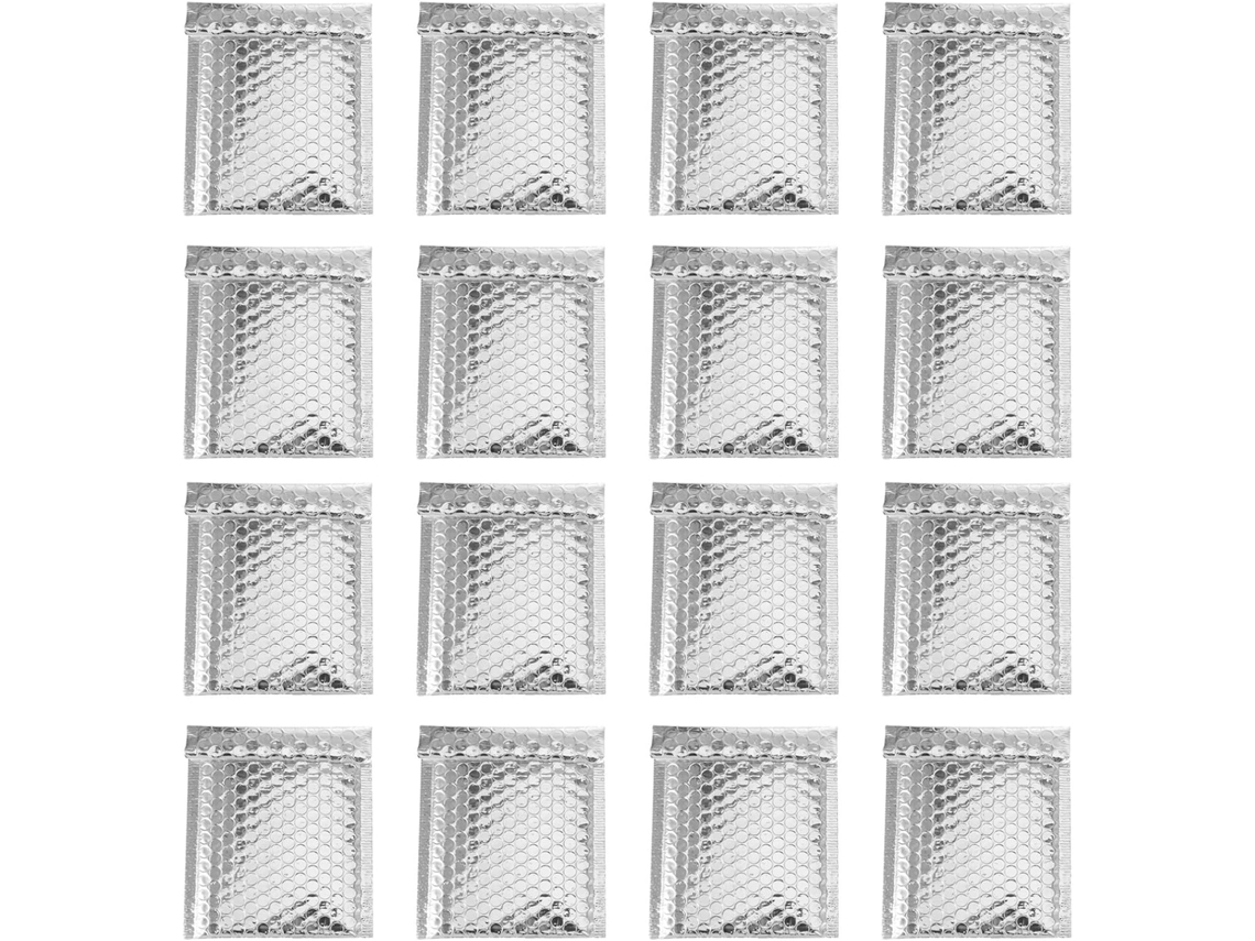 100 Envelopes Acolchoados Autoadesivos Prateados Para Envio, Pacote Com 100 Unidades, Material Sintético