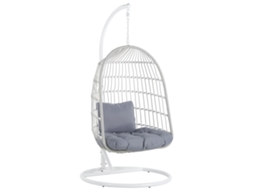Silla Colgante Con Soporte Beliani Allera De Tela Blanco 102x102x199