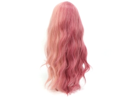 Peruca longa cacheada roxa e rosa com franja, resistente ao calor, modelo 2026, para mulheres.