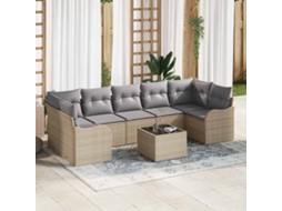 Vidaxl Conjunto De Sofá De Jardim 8 Unid. 7-número De Lugares Bege