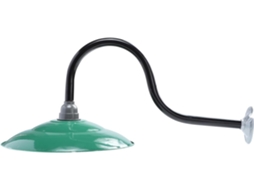 Luminária de Parede Vintage em Esmalte Verde Militar de 30 Cm com Braço Curvo Grande, Acessório Leve. SFUSHOS