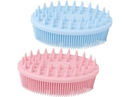 Conjunto De Escova Banho Iplusmile 2 Peças Limpeza Para O Corpo E Cabelo, Confortável E Nas Cores Rosa Azul