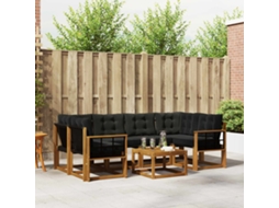Vidaxl Conjunto De Sofás Para Exterior 7 Pcs Natural E Preto