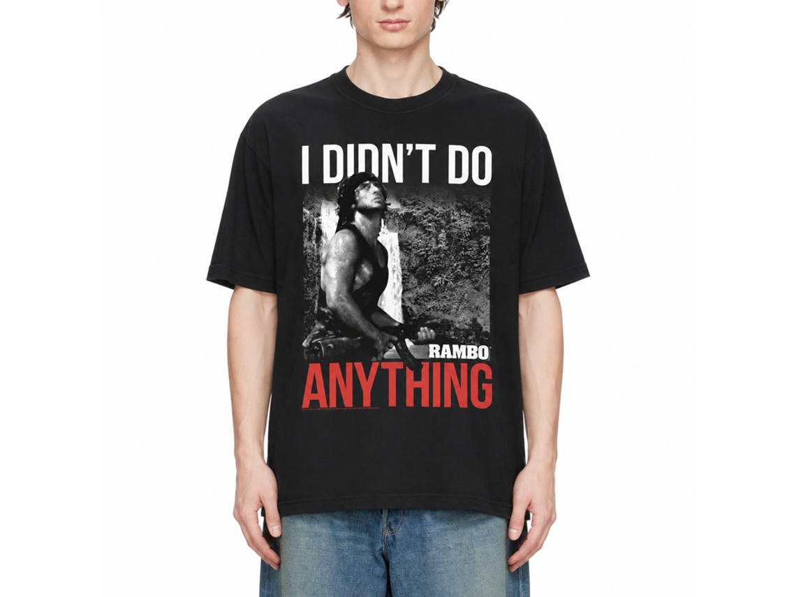 Rockinstone Rambo Movie Do 2 Black Adult T-shirt Size:s
