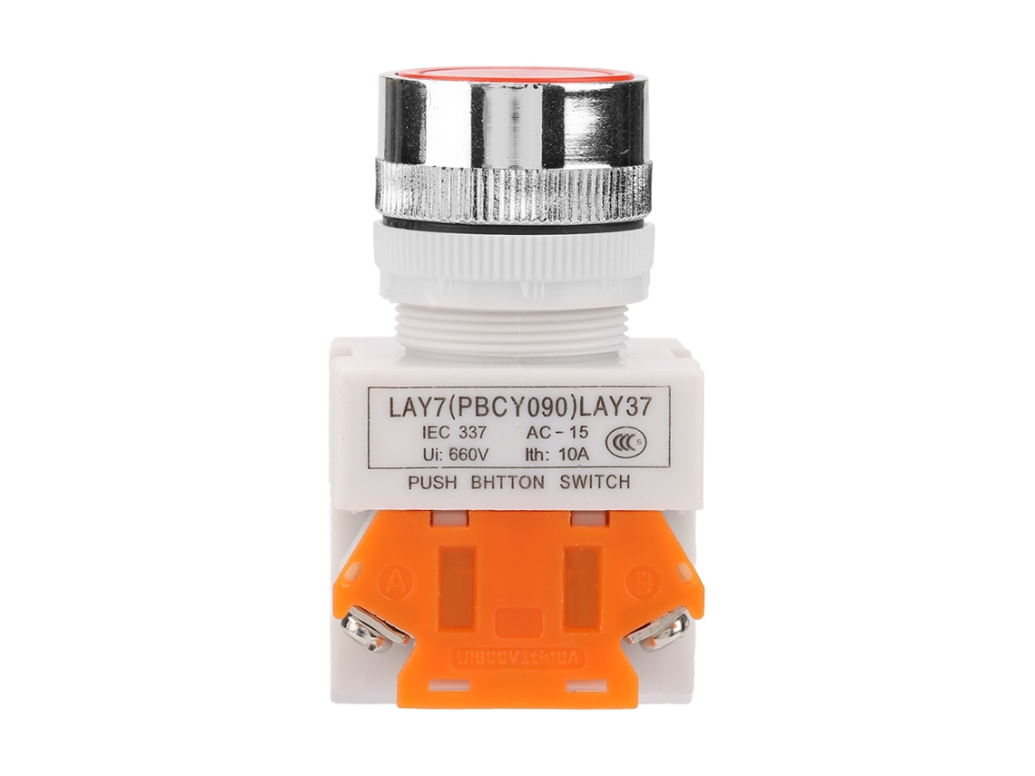 Interruptor De Botão Com Reset Automático De Cabeça Plana Vermelho Lay37-01bn 10pcs 22mm
