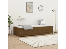 Sofá cama 80x200 cm madera maciza de pino marrón miel