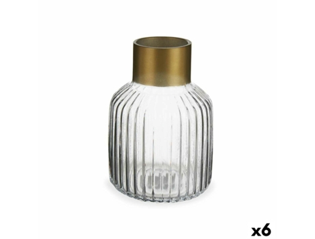 Vaso Transparente Dourado Vidro 14,5 X 22 X 14,5 Cm 6 Unidades