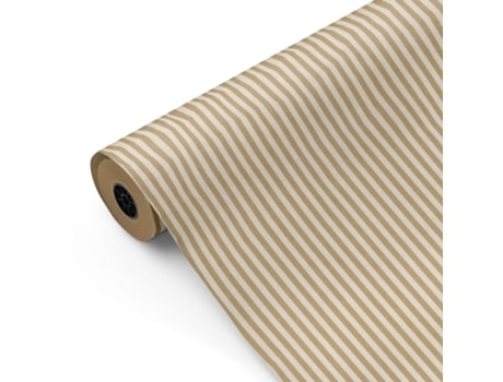Bobina De Papel De Presente, Rolo Grande 62cm X 100m • Kraft Listras Brancas • Ideal Para Lojas Negócios Comércio Fiesta Paper