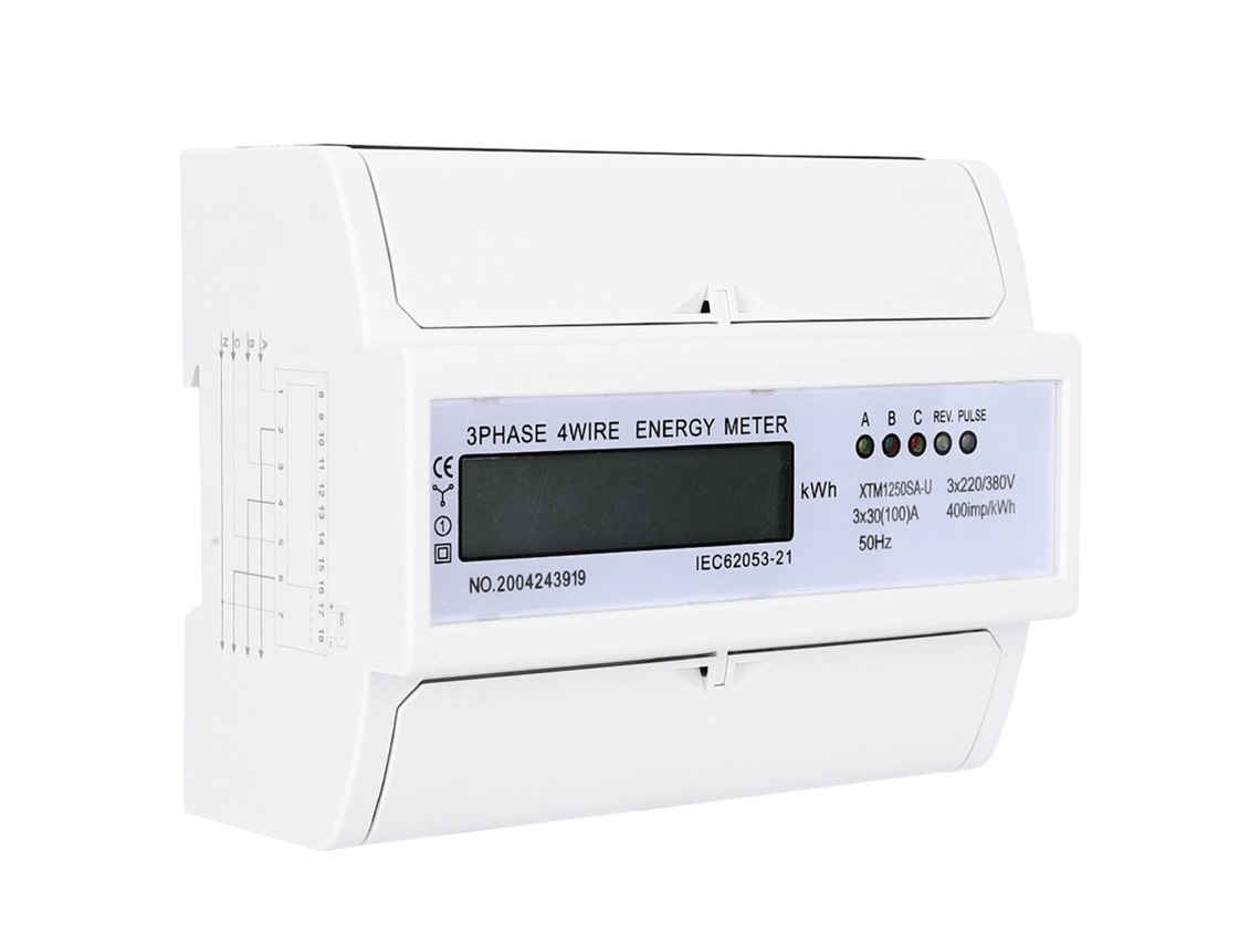 Contador de Energia Trifásico Digital 7p Din Rail