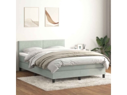 Vidaxl Cama Box Spring C/ Colchão E Led 160x220 Cm Veludo Cinzento-claro