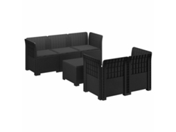 Vidaxl Sofá De Jardim De 5 Pessoas Com Almofadas Visual De Rattan Pp