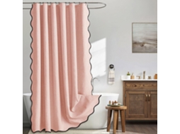 Cortina de Chuveiro Impermeável com Gancho de Metal,rosa/120x180cm GERTIZ