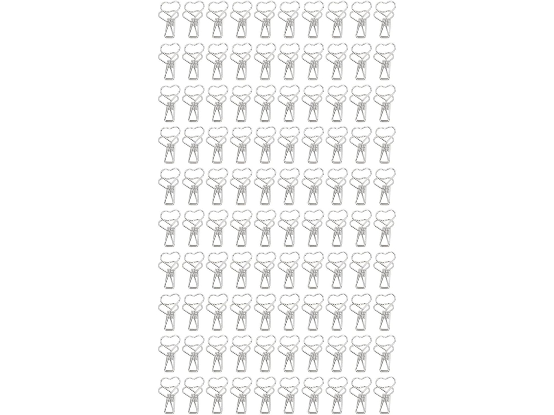 100-mini Clipes De Papel Em Formato Coração, Pequenos Clipes De Metal Com Cauda Longa E Design Vazado, Clipes De Papel