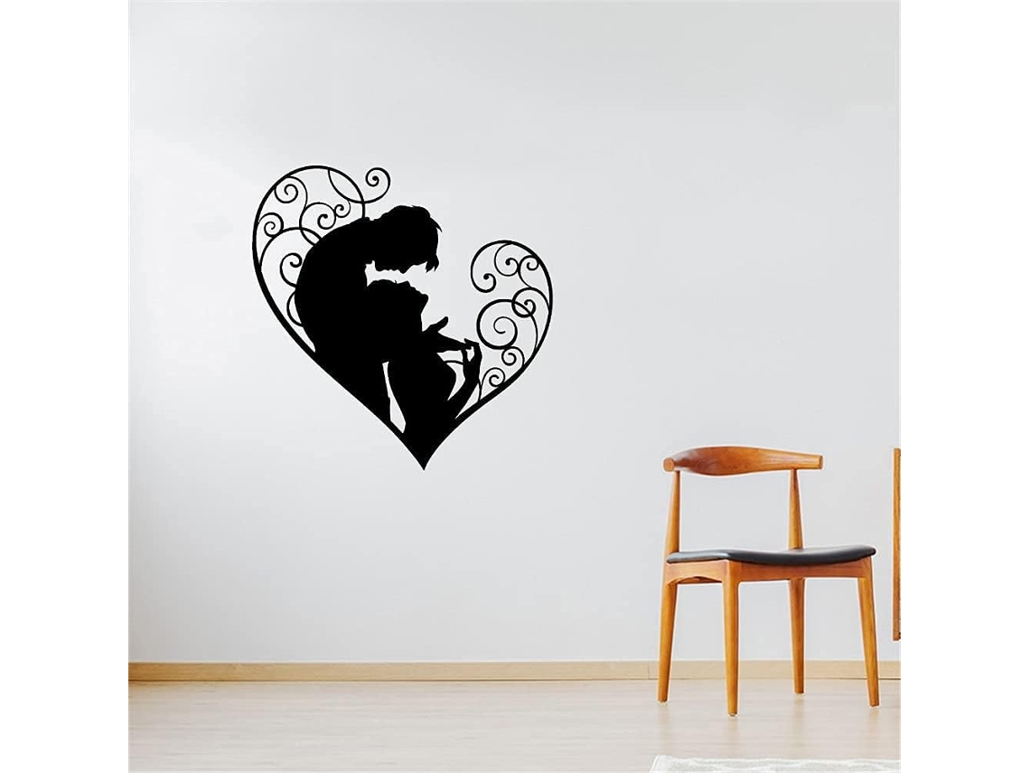 Adesivos de parede em formato de coração Sweet Casal, adesivos de parede para casamento, decoração de parede para quarto, 57x59cm