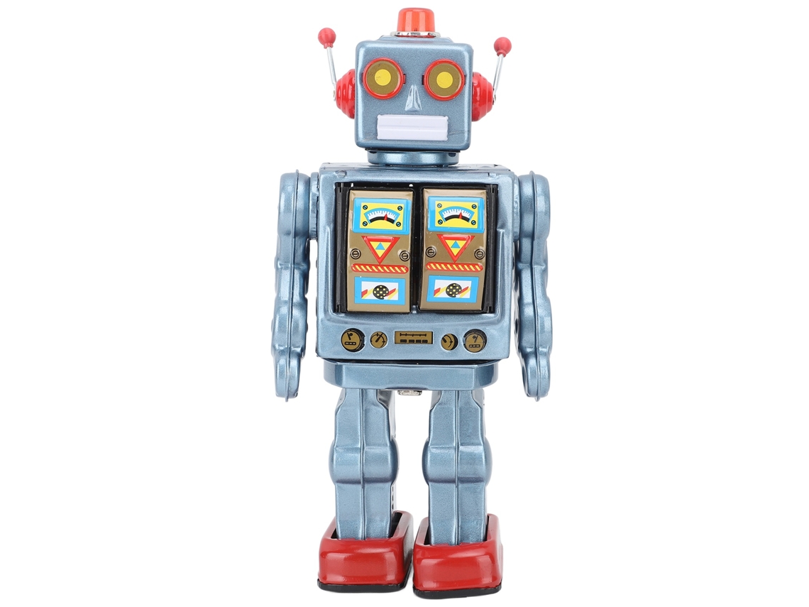Brinquedo Robô De Lata Metálica Retro Azul