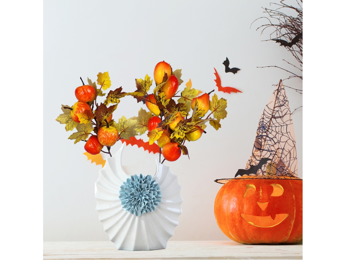 Decoração De Outono Com Folha De Maple E Abóbora 3un