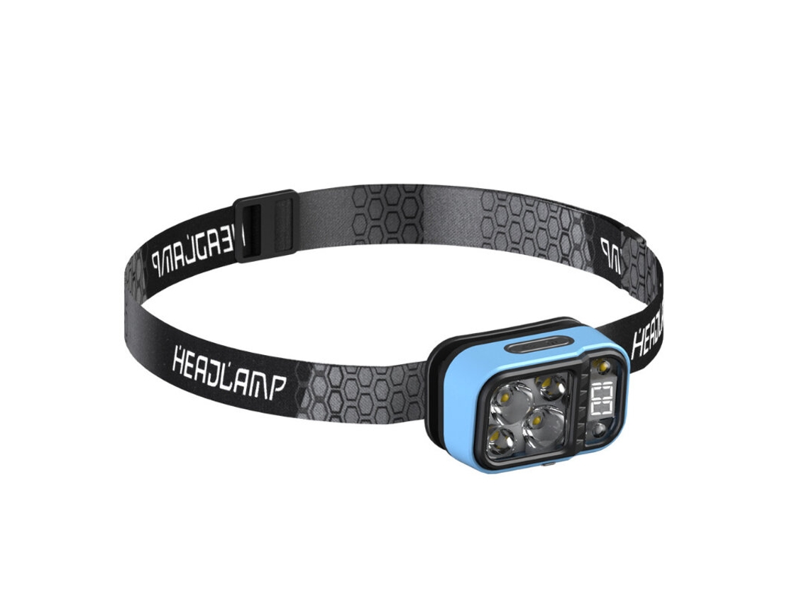 Lanterna De Cabeça Led Recarregável Biight Preta E Azul Com Sensores E Indicador De Bateria Super Brilhante Para Camping Usando Leds Xpg+cob