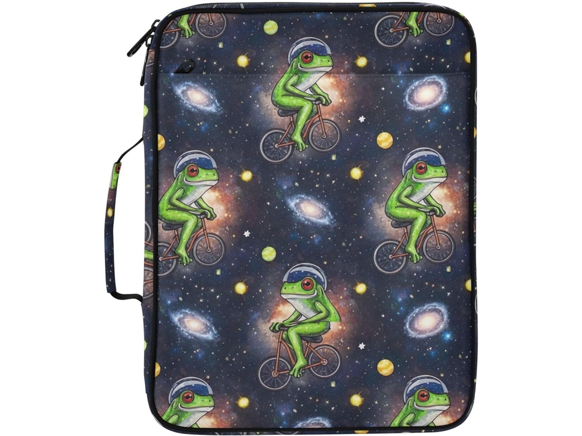 Pasta Expansível Green Frog Espaços Externos, Organizador Com 3 Argolas E 7 Bolsos Sanfonados Escola