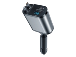 Carregador Veicular Retrátil De 120 W, 4 Em 1, Com Cabo Retrátil E Portas Usb/usb-c, Compatível Com , Android E - Perfeito