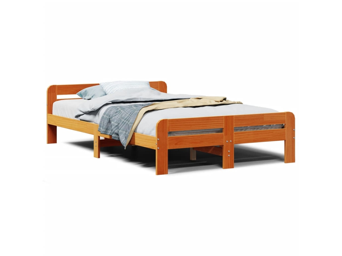 Bed Frame, Bed Frames Vidaxl Marrom Madeira De Pinho (135 X 190 Cm)