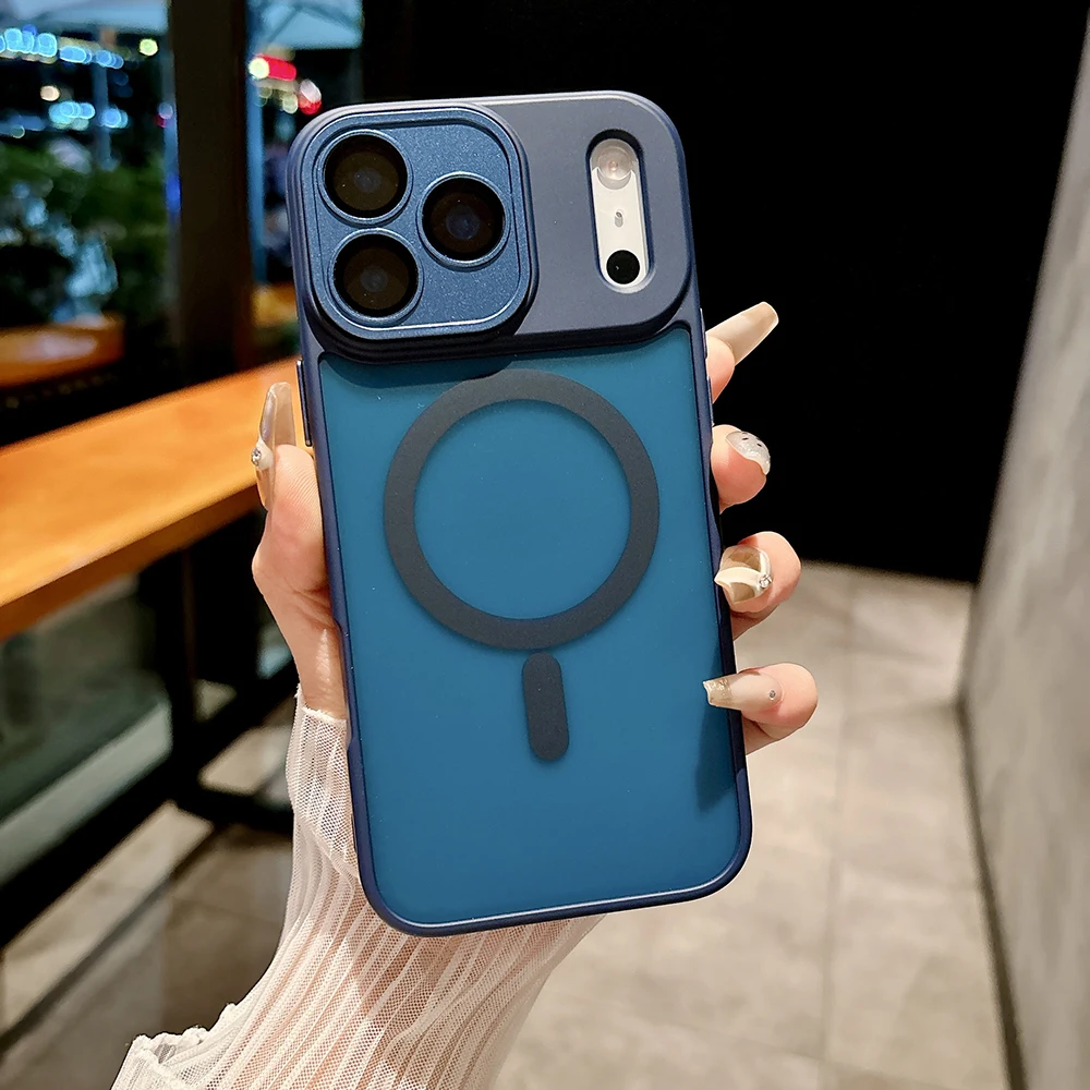 (azul, Iphone 12 Pro Max) Capa Fosca Semitransparente Para Celular, Compatível Com Carregamento Sem Fio Magnético, Capa Rígida À Prova De Choque.