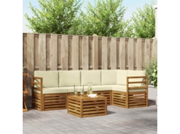 Vidaxl Conjunto De Sofás Para Exterior 6 Unid. Natural E Creme