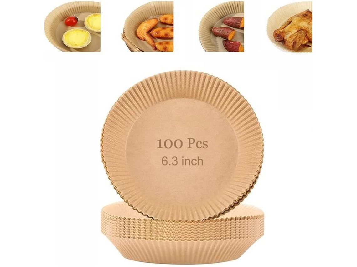 Forro de Papel para Fritadeira a Ar 100 Peças Papel Pergaminho para Fritadeira a Ar Forro de Papel Descartável Papel Pergaminho Redondo para Frita
