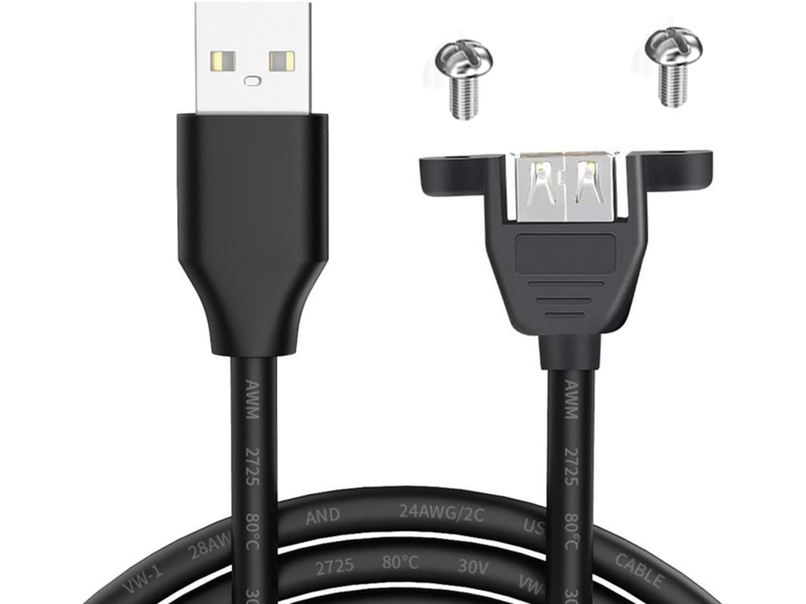Cabo Usb 2.0 Macho Para Fêmea Com Suporte De Painel Seguro Dados E