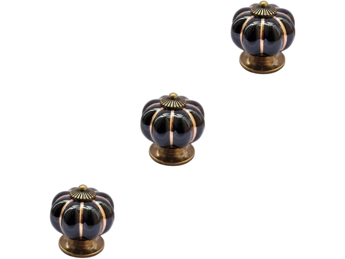 Uonlytech Conjunto De 15-puxadores Decorativos Cerâmica Em Formato Abóbora Preta Para Portas Armários E Gavetas Cozinha