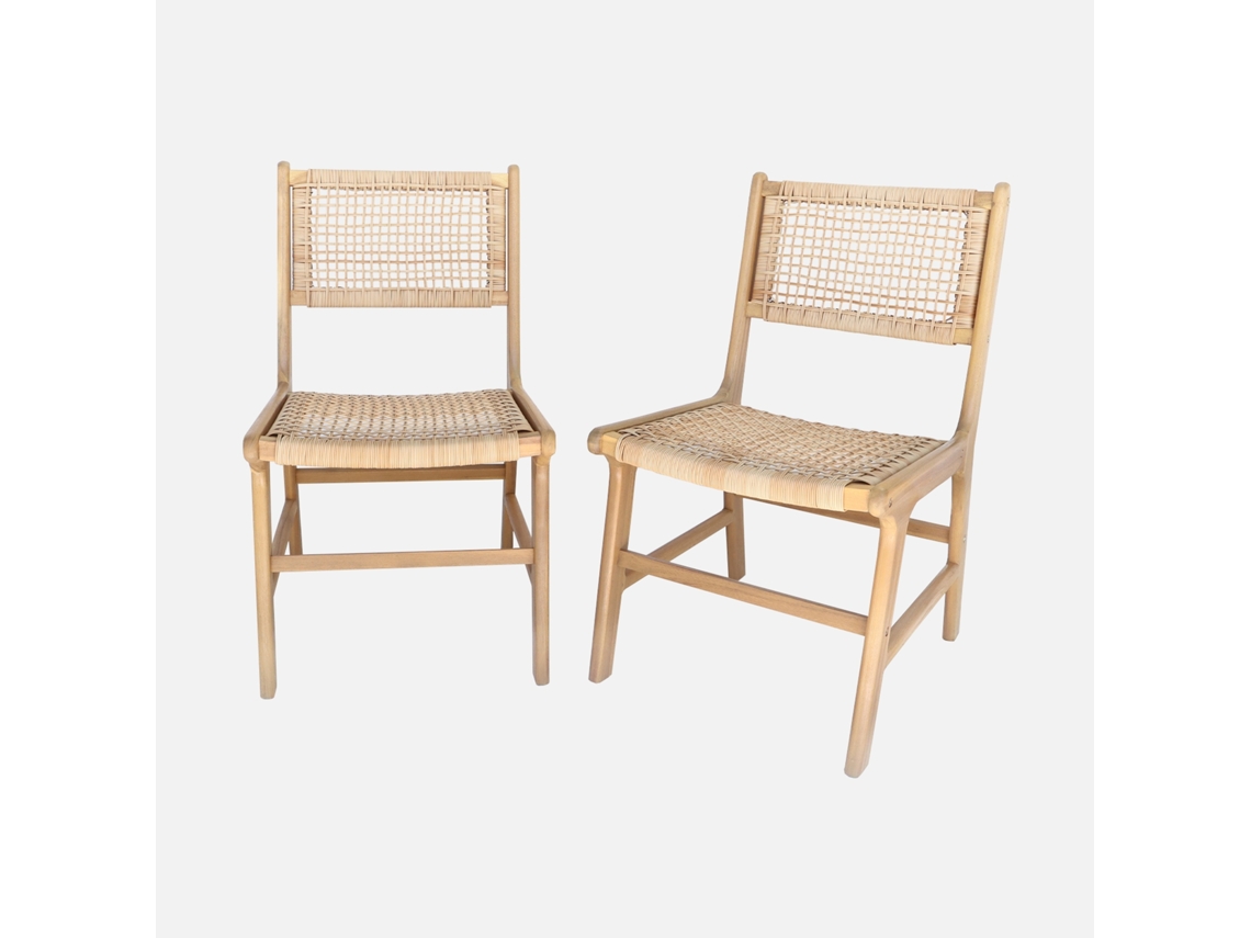 Conjunto de 2 cadeiras de jardim, cana e madeira natural I sweeek SWEEEK