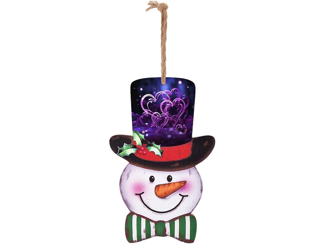Enfeite De Natal De Madeira Com Boneco De Neve E Placa D Variação 1777