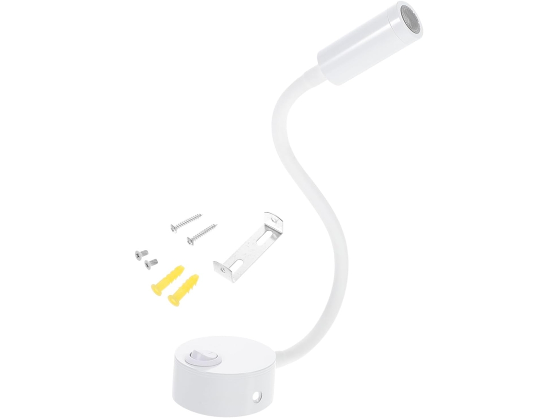 Luminária De Leitura Cama Flexível Com Led, Luz Branca Segura Para Os Olhos, Portátil, Em Metal E Abs, Ideal Para Hotéis