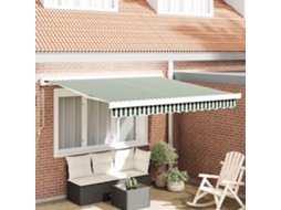 Vidaxl Toldo Retrátil Verde E Branco 350 X 250 Cm Lona E Alumínio