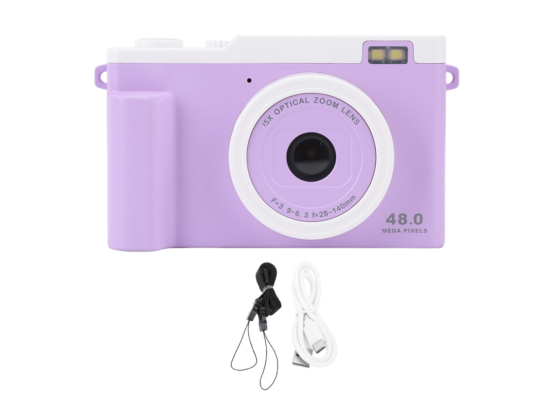 Câmera Digital Portátil 1080p 48mp Com Duas Câmeras Zoom 15x Flash Wifi Compacta Para Viagens