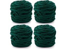 Fio De Tricô 4 X 100g Fio De Tricô Multicolorido Para Crochê, Fio Macio E Grosso, Verde Escuro Slowmoose